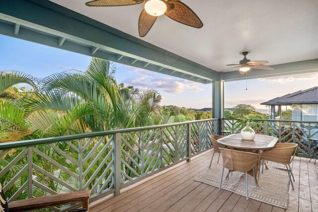 206 Kuli Puu St, Kihei, HI 96753 - wooden terrace with a ceiling fan and outdoor dining space
