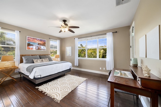 206 Kuli Puu St, Kihei, HI 96753 - bedroom with hardwood / wood-style flooring, baseboards, and a ceiling fan
