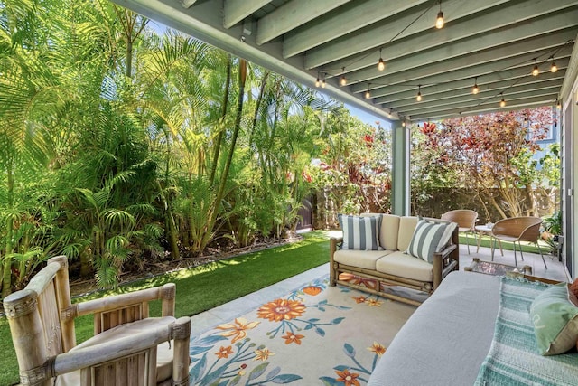 206 Kuli Puu St, Kihei, HI 96753 - fenced backyard featuring an outdoor living space and a patio area