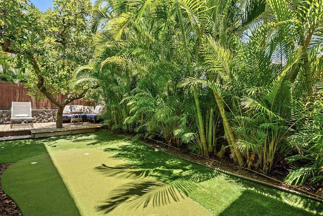 206 Kuli Puu St, Kihei, HI 96753 - view of yard featuring an area to practice putting and a wooden deck
