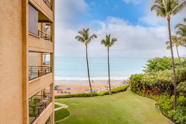 water view featuring a beach view