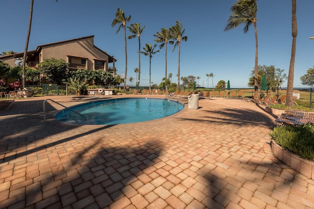 view of pool featuring a patio