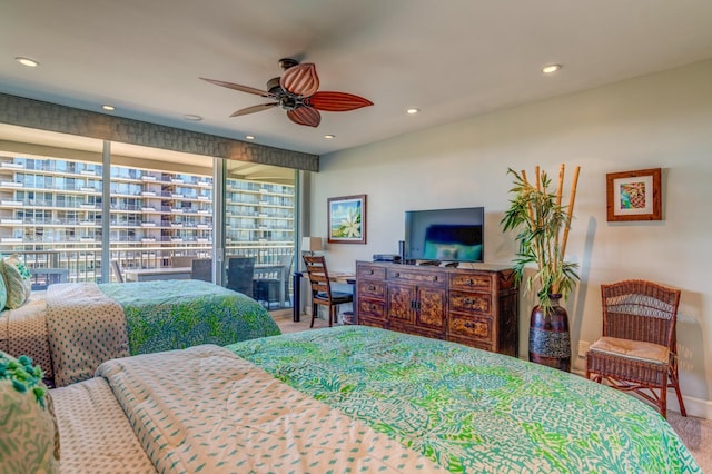 bedroom featuring ceiling fan