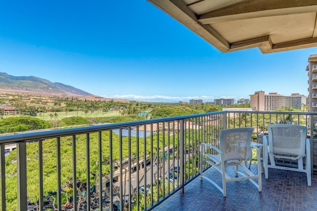balcony with a mountain view