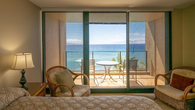 bedroom with a water view