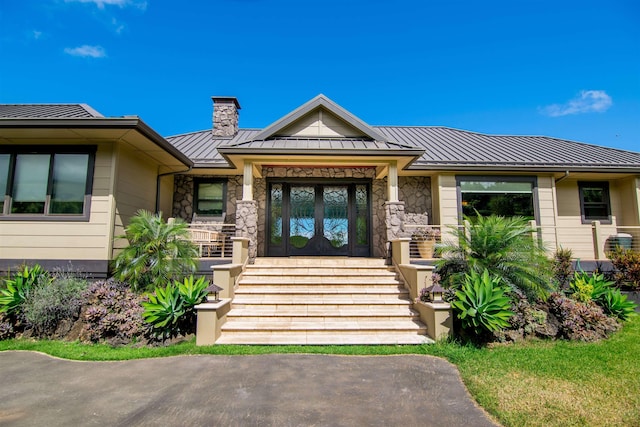 view of front of property featuring french doors