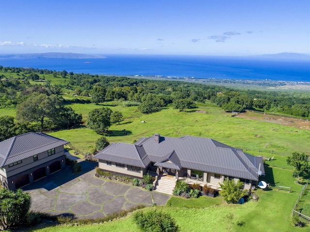 bird's eye view featuring a water view