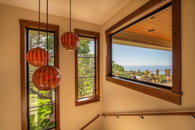 room details featuring a water view