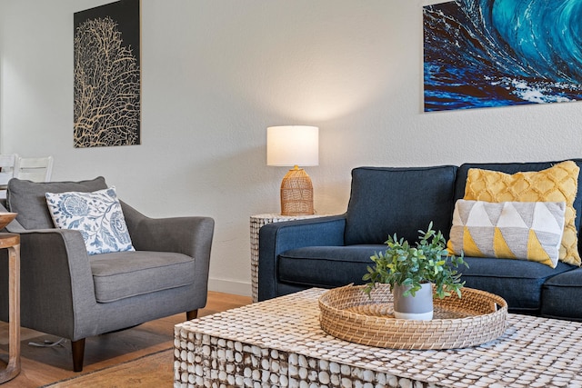 living room with hardwood / wood-style floors