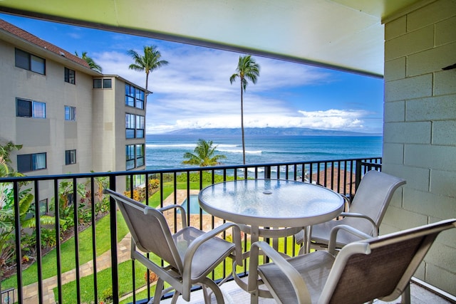 balcony with a water view