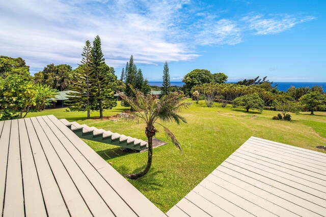 40723 Hana Hwy, Hana, HI 96713 - wooden deck with a water view and a lawn