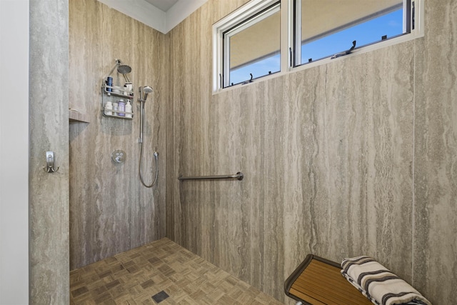 bathroom featuring walk in shower