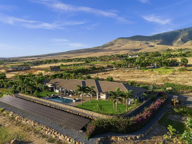 drone / aerial view with a mountain view