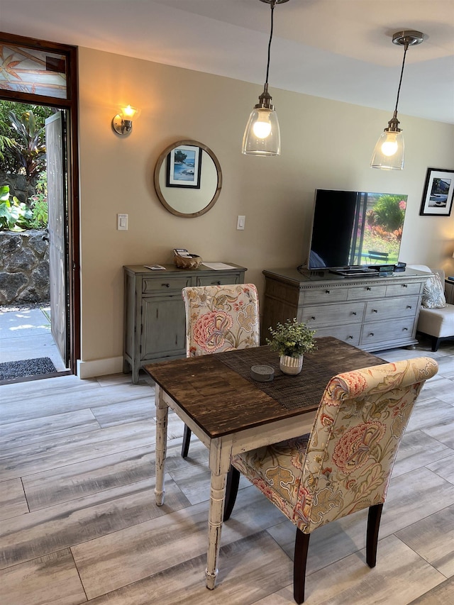 dining area featuring light hardwood / wood-style floors