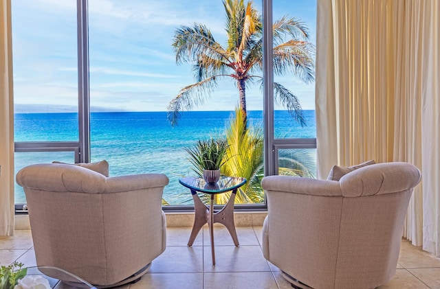 balcony with a water view