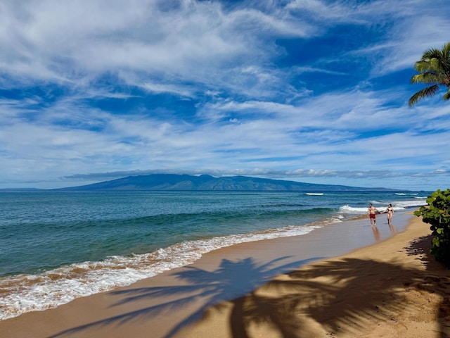 property view of water featuring a view of the beach