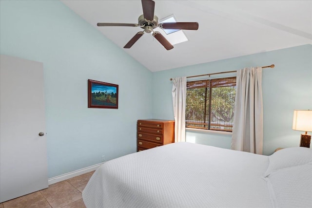 2825 Kauhale St, Kihei, HI 96753 - bedroom featuring vaulted ceiling, light tile patterned floors, and a ceiling fan