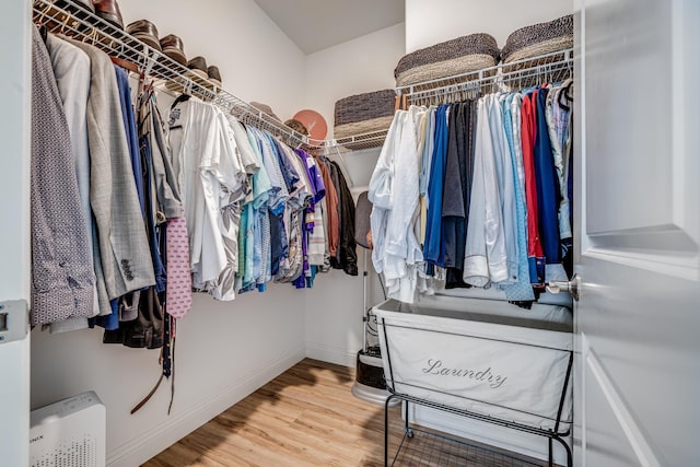 spacious closet with hardwood / wood-style floors