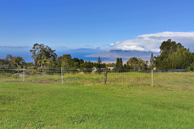 view of yard with a mountain view and a rural view