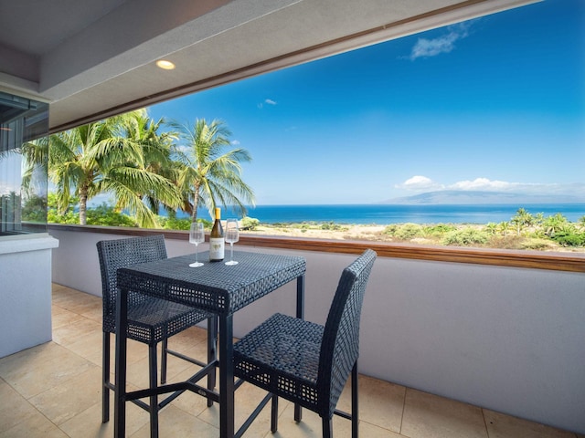 balcony with a water view