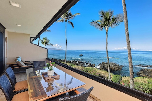 balcony with a water view