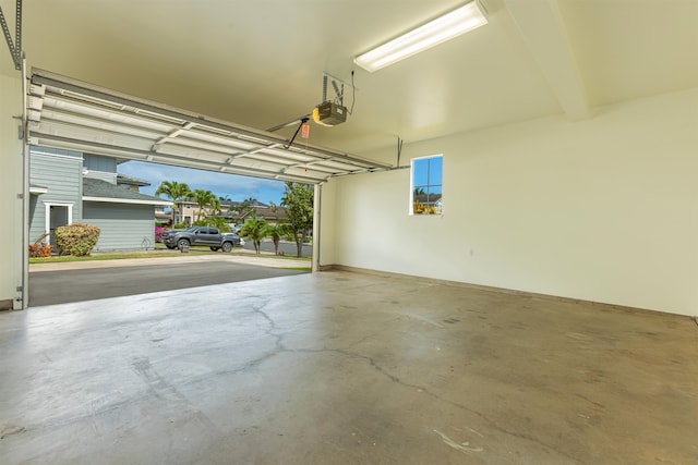 garage with a garage door opener