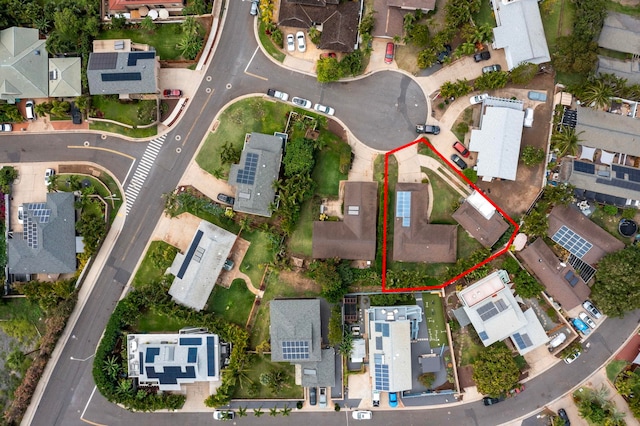 birds eye view of property with a residential view