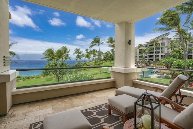 balcony with a water view