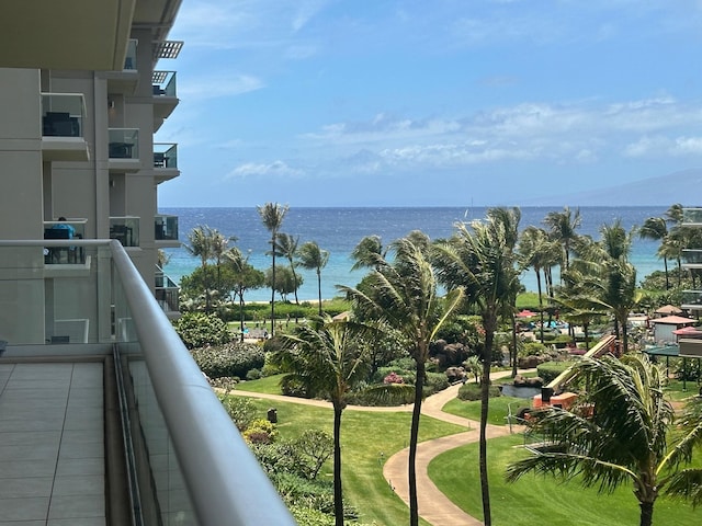 balcony with a water view