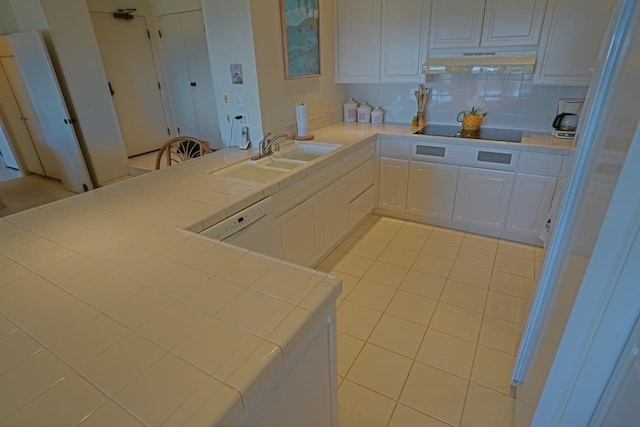 kitchen featuring backsplash, white cabinets, and custom exhaust hood