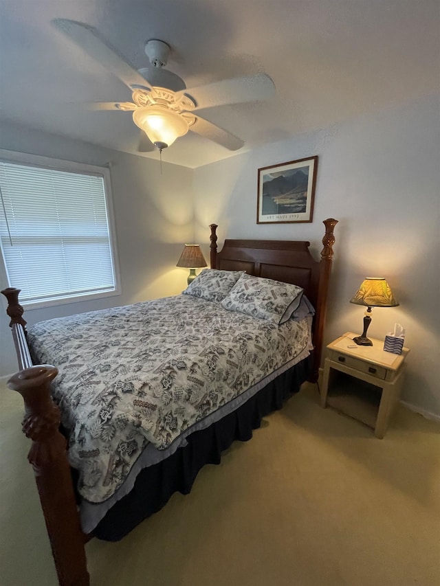 bedroom with carpet flooring and ceiling fan