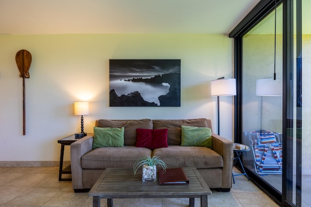 view of tiled living room