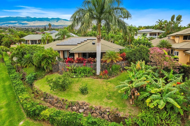 view of yard with a mountain view