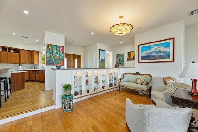 living room featuring light hardwood / wood-style floors