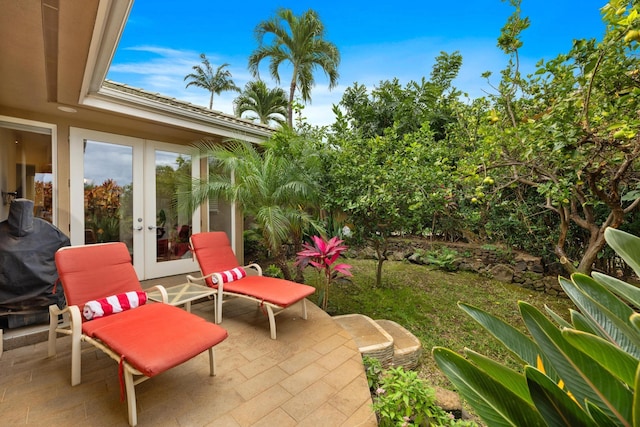 view of patio featuring french doors