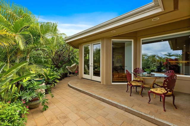 view of patio featuring french doors