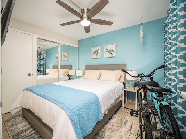 2747 S Kihei Rd Unit C004, Kihei, HI 96753 - tiled bedroom with a closet and a ceiling fan