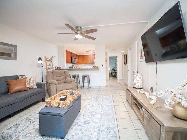 2747 S Kihei Rd Unit C004, Kihei, HI 96753 - living room featuring light tile patterned floors and ceiling fan