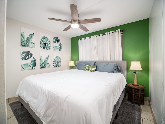 2747 S Kihei Rd Unit C004, Kihei, HI 96753 - tiled bedroom featuring a ceiling fan and baseboards
