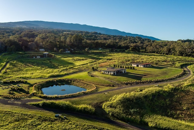 surrounding community featuring a water and mountain view