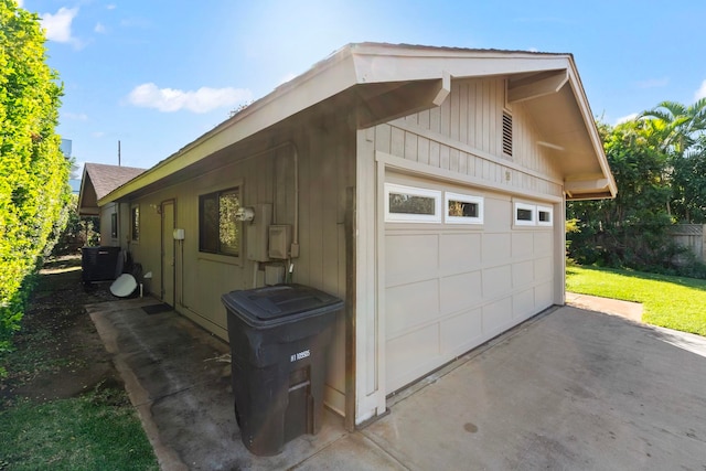 garage featuring central air condition unit