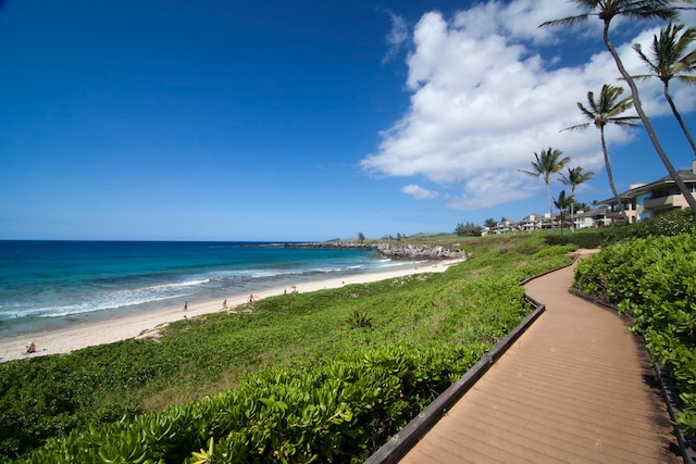 view of water feature featuring a beach view