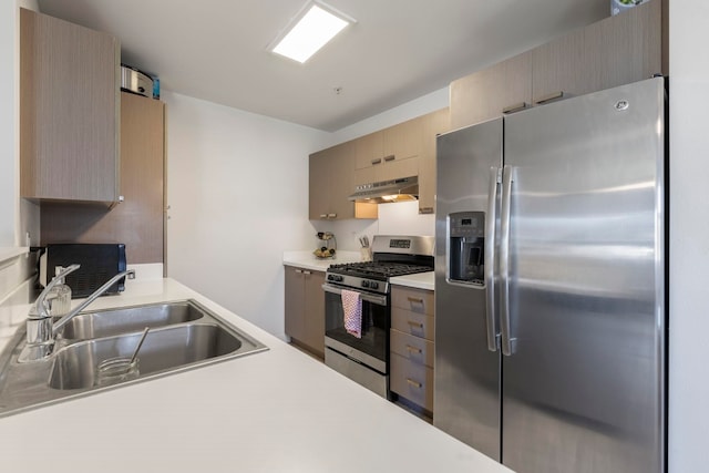 kitchen featuring sink, extractor fan, and stainless steel appliances