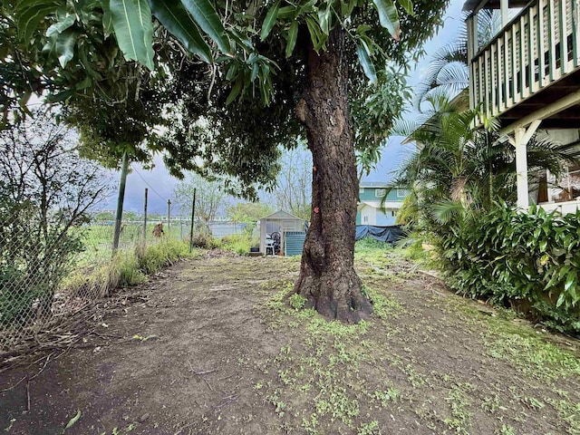 view of yard with a shed