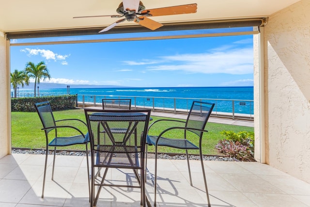 4401 Lower Honoapiilani Rd Unit A-103, Lahaina, HI 96761 - balcony featuring a water view, ceiling fan, and a patio area
