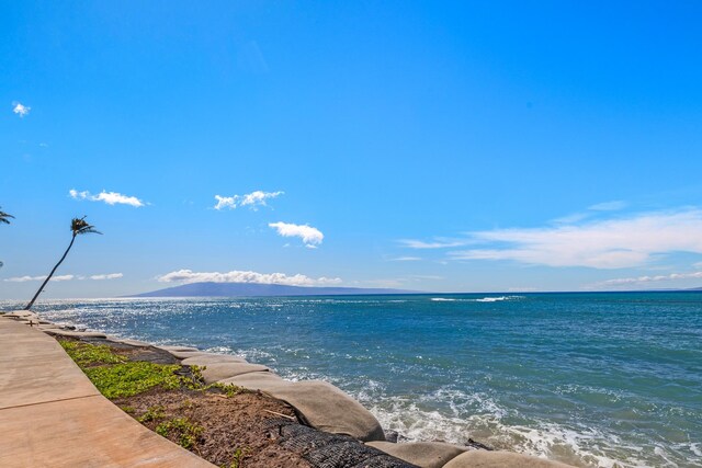 property view of water featuring a beach view