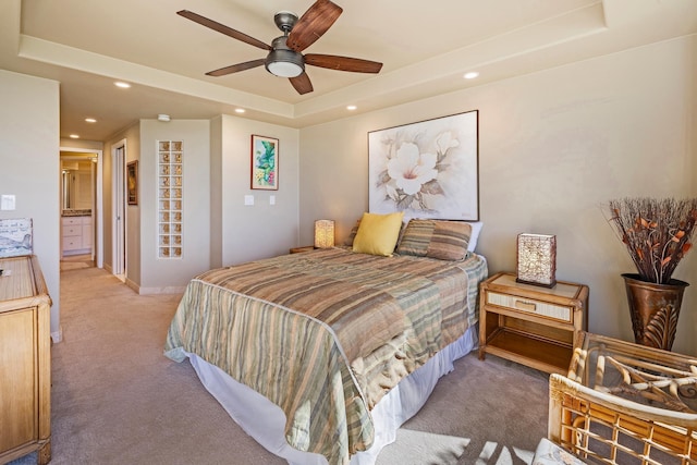 4401 Lower Honoapiilani Rd Unit A-103, Lahaina, HI 96761 - bedroom featuring light colored carpet, a tray ceiling, recessed lighting, baseboards, and ceiling fan