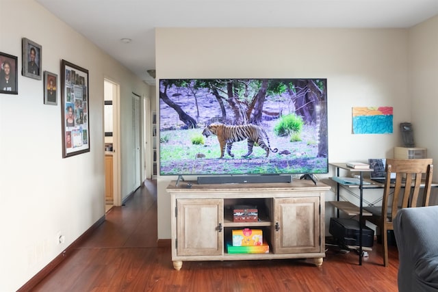 interior space with dark hardwood / wood-style flooring