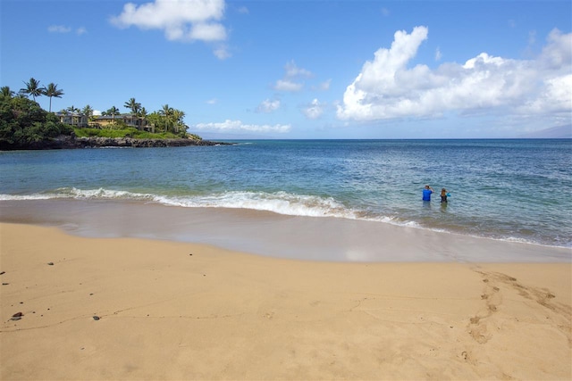 property view of water featuring a view of the beach