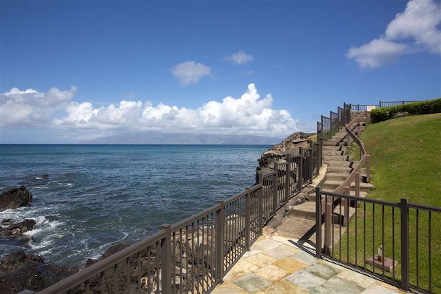 property view of water with stairway